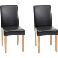 Mendler Lot de 2 chaises de séjour Littau simili-cuir, noir, pieds clairs