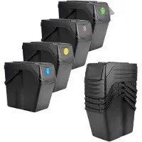 Kadax Set de poubelles de tri en plastique, poubelles avec couvercle étanche (Noir 4x25L)