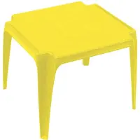 Progarden Table empilable pour enfants jaune 50 x 50 cm entièrement en plastique, monobloc, empilable