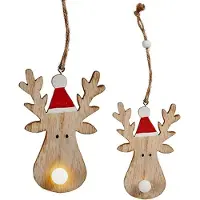 Krist+ Renne brun en bois décorations de Noël 7,5 x 2,5 x 17 cm (24 pièces)