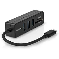 Nedis Ccgb64250bk01 Usb Hub Usb-c M-3x Usb-a F 5-port Usb 3.2 Gen 1 Usb Powered 5gbps With Card Reader Argenté