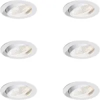 QAZQA Ensemble de 6 spots encastrables blancs 9,5 cm avec LED 1300 lm Dimmable IP65 - Gaius