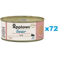 Applaws Cat Tin Senior - Filet de thon et saumon en gelée pour chats âgés - 72x70g