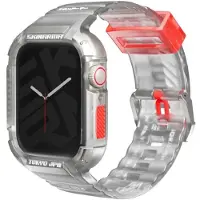 Skinarma Band+Case Saido 2in1 Apple Watch 45/44mm clear (22 mm, Acier inoxydable, Plastique, TPU), Sangles de montre, Transparent
