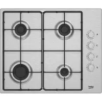 Beko HIGG641C3SX Table de cuisson à gaz encastrable, 4 brûleurs inox