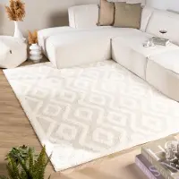 FRAAI Tapis scandinave | Lova Diamond Crème | 80x150cm | Crème | Rectangulaire | Tapis
