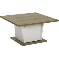 CALICOSY - Table basse barReproduction blanc et chêne - ATOS