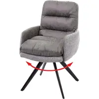 Mendler Chaise de salle à manger HWC-G66, cuisine, pivotante, auto-position, tissu gris clair-gris, avec accoudoirs