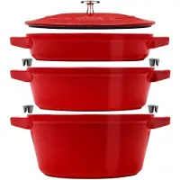 Zwilling Kochtopfset, 3-tlg | rund | Gusseisen | Kirsch-Rot