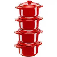 Staub Mini Cocotte Cooking Pot Set 4 Units Rouge