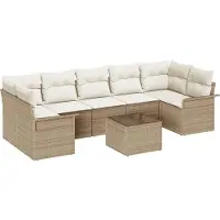 vidaXL Ensemble de canapé de jardin avec coussins 8 pcs Beige et Crème Poly-Rotin