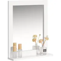 SoBuy Armoire suspendue de salle de bain avec miroir Étagère murale Armoire de salle de bain suspendue avec étagère pour salle de bain murale Miroir de salle de bain blanc 40x49x10cm FRG129-W