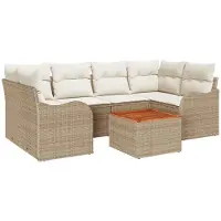 vidaXL Ensemble de canapés de jardin , 7 pièces, beige et crème, en polyrotin