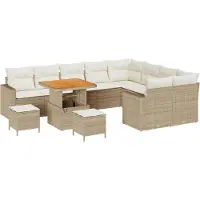 vidaXL Ensemble de canapés de jardin , 13 pièces, 10 places, beige et crème