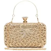 OEM Pochettes de soirée pour femmes, pochettes rigides, sacs de soirée ornés de perles, accessoires pour femmes avec chaîne dorée