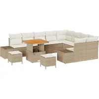 vidaXL Ensemble de canapés de jardin , 12 pièces, 11 places, couleur beige, en polyrotin