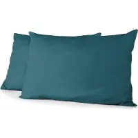 HOME LINGE PASSION Lot De 2 Taies D'oreiller - - Hp72087 - Microfibre 82 G - 50 X 70 Cm - Bleu Canard