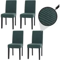 Mendler Lot de 4 chaises de salle à manger Littau, chaise de cuisine à dossier haut, tissu/textile Velours Bois vert, pieds foncés