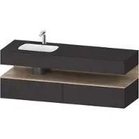 Duravit Collection One lavabo à encastrer avec meuble sous-vasque en console, 1600x550x600mm, niche en chêne mamelonné, vasque à gauche, QA4795055800010