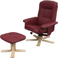 Mendler Fauteuil relax /de relaxation M56 avec pouf, simili-cuir, bordeaux
