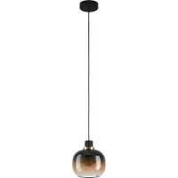 Eglo Suspension 1 flamme HxØ 110x19 cm noir/laiton verre vaporisé noir/brun/transparent