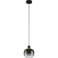 Eglo Suspension 1 flamme HxØ 110x19 cm noir/laiton verre vaporisé noir/gris/transparent