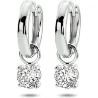 GLAMS klapoorringen zirkonia - 15 mm - Zilver, (Argent, Zircone)