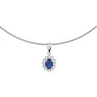 GLAMS Collier en Zirconia et Saphir Synthétique, (Argent rhodié)