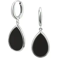 GLAMS klapoorringen onyx - Zilver, (Argent 925)