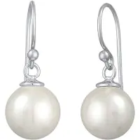 Elli Boucles d'oreilles argent / blanc perle