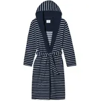 Schiesser Peignoir long 'Feather Terry' bleu marine / blanc