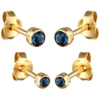 Elli Boucles d'oreilles 'Kristall' bleu foncé / or