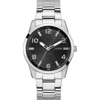 GUESS Montre à affichage analogique 'MONTE' noir / argent / blanc