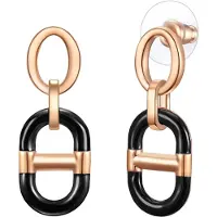 Lulu & Jane Boucles d'oreilles or rose / noir
