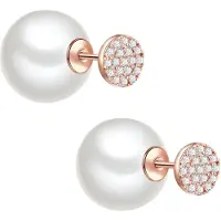 Lulu & Jane Boucles d'oreilles or rose / blanc perle