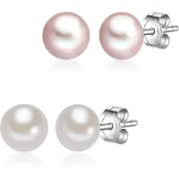 Lulu & Jane Boucles d'oreilles rose / blanc