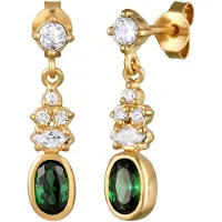 Elli Boucles d'oreilles or / vert foncé