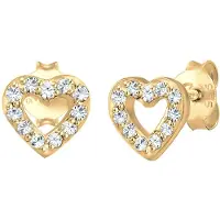Elli Boucles d'oreilles 'Herz' or / transparent