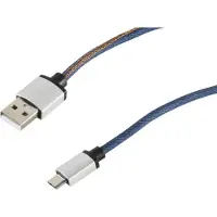 S-Conn USB Câble de charge USB A-ST vers USB Micro B-ST Jeans bleu 2,0m (14-50029)