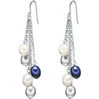 Valero Pearls Boucles d'oreilles bleu roi / argent / blanc perle