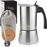 MILU Bouilloire à espresso, Cafetière moka, Argent