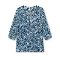Sheego Chemisier bleu marine / saphir / safran / blanc