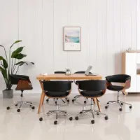 vidaXL Chaise de salle à manger Pivotante Noir Bois courbé et cuir synthétique - Chaise de salle à manger - Chaise de salle à manger - Chaise de salle à manger