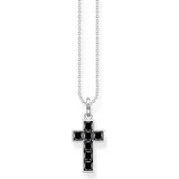 Thomas Sabo Chaîne Croix pierres noires argent, (Argent 925, Argent 925, Argent sterling 925, Noirci)