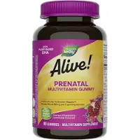 Nature'S Way , Alive! Prénatal avec DHA Végétal, Orange et Limonade Framboise, 90 Gommes