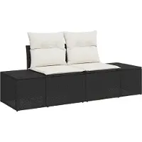 vidaXL Canapé de jardin avec coussins, noir, 184 x 62 x 69 cm, en rotin synthétique