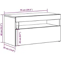 vidaXL Meuble TV Noir aspect chêne 75 x 35 x 40 cm Matériau dérivé du bois