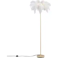 QAZQA Lampadaire Art Déco beige avec plumes blanches - Peahen