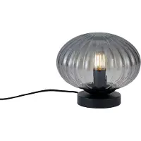 QAZQA Lampe de table design noire avec verre fumé - Mochi