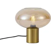 QAZQA Lampe de table design en laiton avec verre ambré - Umbrella
